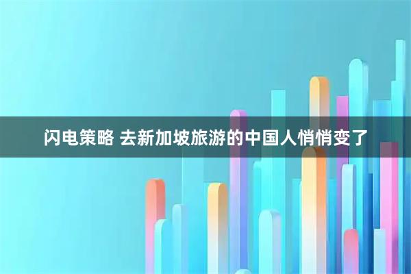 闪电策略 去新加坡旅游的中国人悄悄变了
