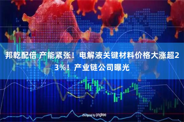 邦乾配倍 产能紧张！电解液关键材料价格大涨超23%！产业链公司曝光